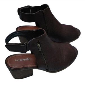 Baretraps dark brown heel half boots shoes open toes size 8 M